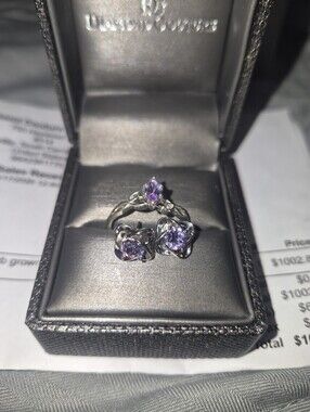 Sterling Silver Marquise Engagement Ring with matching earrings